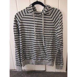 Grey and Black Striped Light-weight hoodie